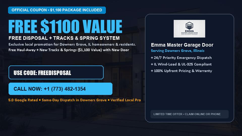 Emma Master Garage Door FREE Haul-Away & Heavy-Duty Tracks with New Door in Downers Grove, IL
