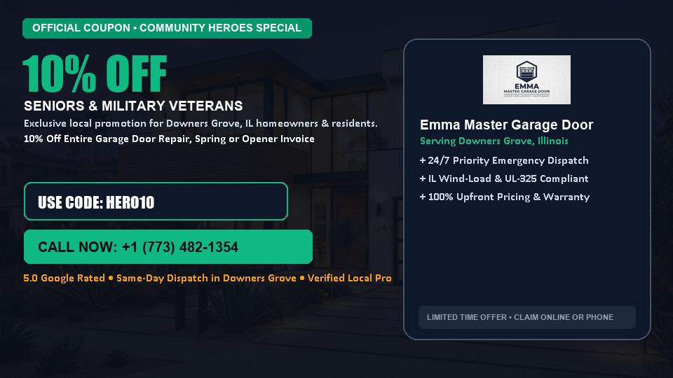Emma Master Garage Door 10% OFF Seniors & Military Veterans in Downers Grove, IL